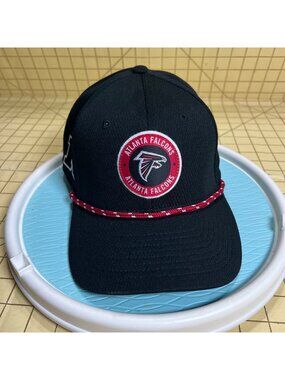 Atlanta Falcons NFL New Era Snapback Hat Black With Embroidered Logos & Red Rope